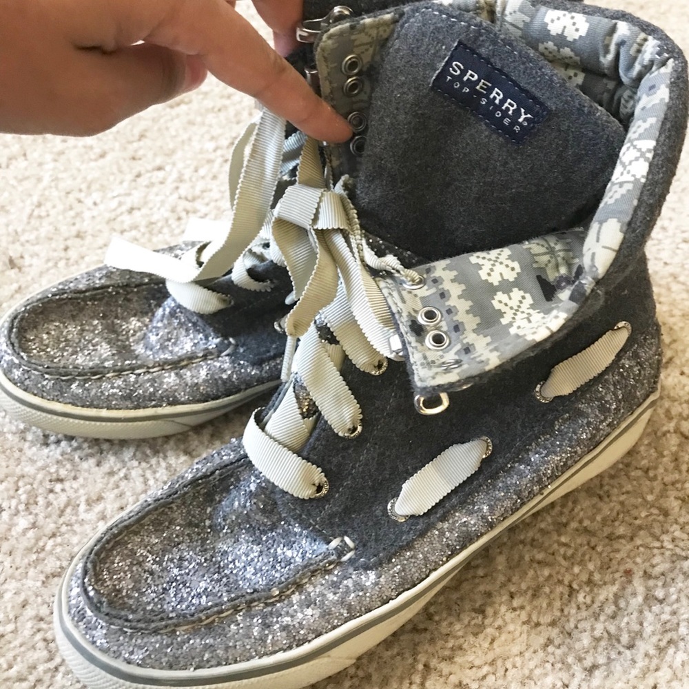 SOLD Sperry High Top Glitter Boots Sz 7